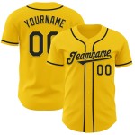 Maglia da baseball personalizzata autentica gialla e nera Maglia da baseball personalizzata autentica gialla e nera