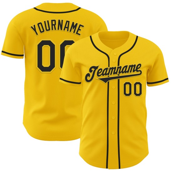 Maglia da baseball personalizzata autentica gialla e nera Maglia da baseball personalizzata autentica gialla e nera