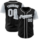 Maglia da baseball nera argento-bianca personalizzata autentica due Maglia da baseball nera argento-bianca personalizzata autentica due