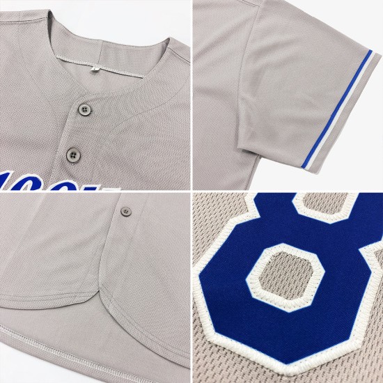 Maglia da baseball autentica personalizzata, grigia, rossa e blu navy Maglia da baseball autentica personalizzata, grigia, rossa e blu navy