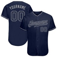 Maillot de baseball personnalisé authentique bleu marine bleu marine-gris