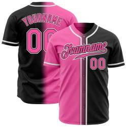 Maillot de baseball rose-blanc-noir tendance personnalisé dégradé authentique Maillot de baseball rose-blanc-noir tendance personnalisé dégradé authentique
