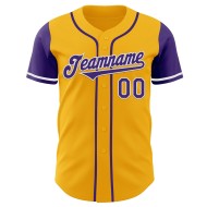 Maglia da baseball autentica Tone Two Viola-Bianco personalizzata Oro Maglia da baseball autentica Tone Two Viola-Bianco personalizzata Oro