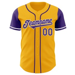 Maglia da baseball autentica Tone Two Viola-Bianco personalizzata Oro Maglia da baseball autentica Tone Two Viola-Bianco personalizzata Oro