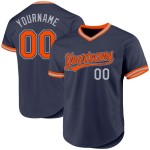 Maglia da baseball retrò autentica personalizzata arancione-grigia blu navy Maglia da baseball retrò autentica personalizzata arancione-grigia blu navy