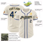 Maglia da baseball autentica color crema personalizzata, colore blu royal e oro Maglia da baseball autentica color crema personalizzata, colore blu royal e oro
