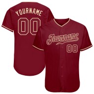 Maglia da baseball autentica Crimson personalizzata Crimson-Crema Maglia da baseball autentica Crimson personalizzata Crimson-Crema