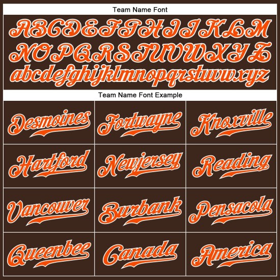 Maglia da baseball personalizzata autentica con strisce marroni arancioni e bianche Maglia da baseball personalizzata autentica con strisce marroni arancioni e bianche