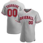 Maglia da baseball autentica personalizzata, grigia, rossa e blu navy Maglia da baseball autentica personalizzata, grigia, rossa e blu navy