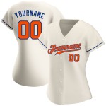 Maglia da baseball autentica personalizzata color crema, arancione e blu reale Maglia da baseball autentica personalizzata color crema, arancione e blu reale