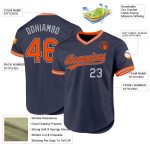 Maglia da baseball retrò autentica personalizzata arancione-grigia blu navy Maglia da baseball retrò autentica personalizzata arancione-grigia blu navy