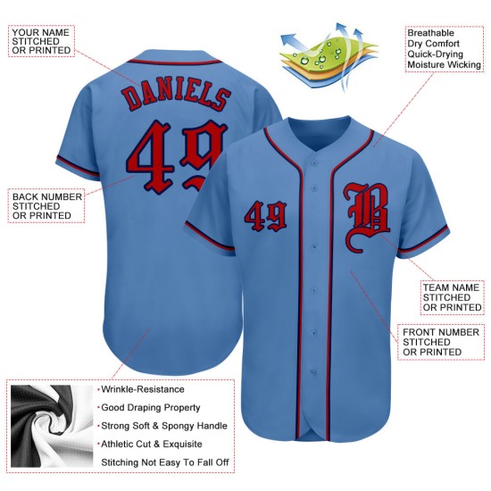 Maglia da baseball leggera blu-rossa-blu navy personalizzata autentica Maglia da baseball leggera blu-rossa-blu navy personalizzata autentica
