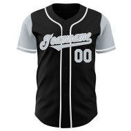 Maglia da baseball nera argento-bianca personalizzata autentica due Maglia da baseball nera argento-bianca personalizzata autentica due