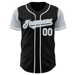Maglia da baseball nera argento-bianca personalizzata autentica due Maglia da baseball nera argento-bianca personalizzata autentica due