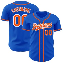 Maillot de baseball authentique Blue Thunder orange-blanc personnalisé Maillot de baseball authentique Blue Thunder orange-blanc personnalisé