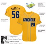 Maglia da baseball autentica blu navy-chiaro oro personalizzata Maglia da baseball autentica blu navy-chiaro oro personalizzata