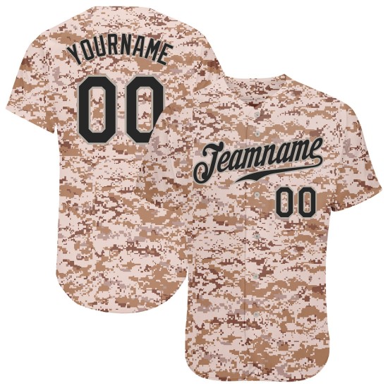 Maglia da baseball autentica personalizzata, mimetica per salutare il servizio, nera e grigia Maglia da baseball autentica personalizzata, mimetica per salutare il servizio, nera e grigia