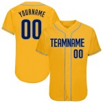 Maglia da baseball autentica blu navy-chiaro oro personalizzata Maglia da baseball autentica blu navy-chiaro oro personalizzata