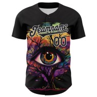 Maglia con motivo a maglia nera autentica personalizzata 3D bianca con albero rave baseball eye Maglia con motivo a maglia nera autentica personalizzata 3D bianca con albero rave baseball eye