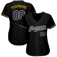Maillot de baseball personnalisé noir authentique Royal-Gold Maillot de baseball personnalisé noir authentique Royal-Gold
