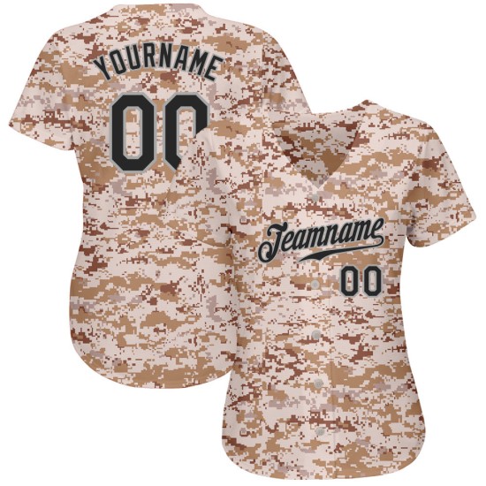 Maglia da baseball autentica personalizzata, mimetica per salutare il servizio, nera e grigia Maglia da baseball autentica personalizzata, mimetica per salutare il servizio, nera e grigia