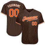 Maglia da baseball personalizzata autentica con strisce marroni arancioni e bianche Maglia da baseball personalizzata autentica con strisce marroni arancioni e bianche