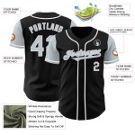 Maglia da baseball nera argento-bianca personalizzata autentica due Maglia da baseball nera argento-bianca personalizzata autentica due