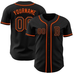 Maglia da baseball nera arancione personalizzata autentica Maglia da baseball nera arancione personalizzata autentica