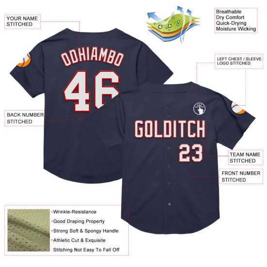Maglia da baseball retrò autentica bianca e rossa personalizzata della Marina Militare Maglia da baseball retrò autentica bianca e rossa personalizzata della Marina Militare
