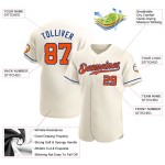 Maglia da baseball autentica personalizzata color crema, arancione e blu reale Maglia da baseball autentica personalizzata color crema, arancione e blu reale