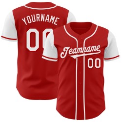 Maglia da baseball personalizzata autentica rossa due toni bianchi Maglia da baseball personalizzata autentica rossa due toni bianchi