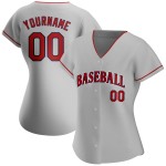 Maglia da baseball autentica personalizzata, grigia, rossa e blu navy Maglia da baseball autentica personalizzata, grigia, rossa e blu navy