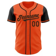 Maglia da baseball personalizzata autentica nera bicolore arancione Maglia da baseball personalizzata autentica nera bicolore arancione