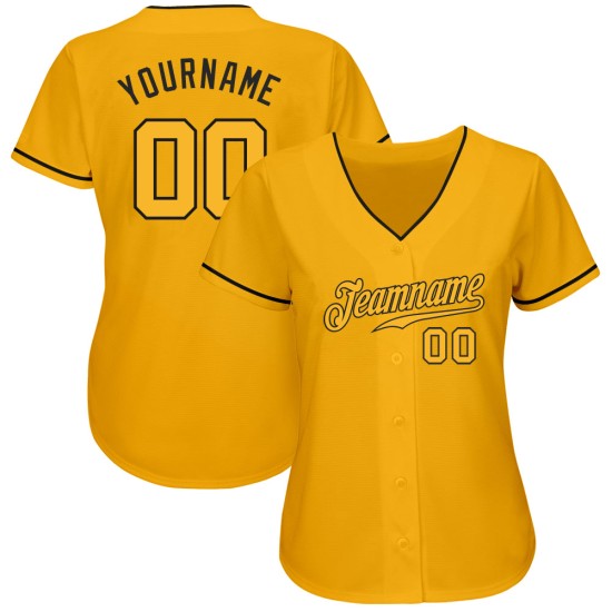 Maglia da baseball personalizzata autentica color oro-nero Maglia da baseball personalizzata autentica color oro-nero