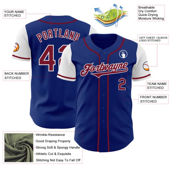 Maglia da baseball personalizzata Crimson-White Tone Two Royal Autentica Maglia da baseball personalizzata Crimson-White Tone Two Royal Autentica