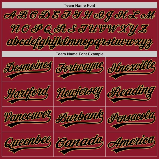 Maglia da baseball personalizzata autentica retrò bordeaux nera e oro antico Maglia da baseball personalizzata autentica retrò bordeaux nera e oro antico