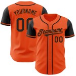 Maglia da baseball personalizzata autentica nera bicolore arancione Maglia da baseball personalizzata autentica nera bicolore arancione