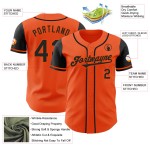Maglia da baseball personalizzata autentica nera bicolore arancione Maglia da baseball personalizzata autentica nera bicolore arancione