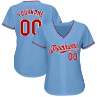 Maillot de baseball bleu authentique rouge-blanc personnalisé léger Maillot de baseball bleu authentique rouge-blanc personnalisé léger