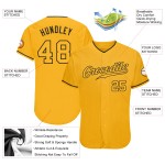 Maglia da baseball personalizzata autentica color oro-nero Maglia da baseball personalizzata autentica color oro-nero