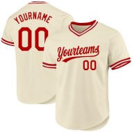 Maillot de baseball personnalisé rouge et blanc rétro crème authentique