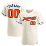 Maglia da baseball autentica personalizzata color crema, arancione e blu reale Maglia da baseball autentica personalizzata color crema, arancione e blu reale