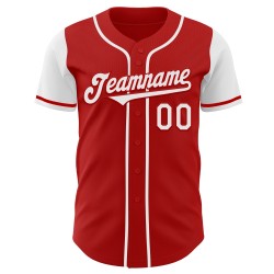 Maglia da baseball personalizzata autentica rossa due toni bianchi Maglia da baseball personalizzata autentica rossa due toni bianchi