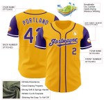 Maglia da baseball autentica Tone Two Viola-Bianco personalizzata Oro Maglia da baseball autentica Tone Two Viola-Bianco personalizzata Oro