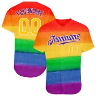 Le mois de la fierté et du baseball est un maillot LGBT authentique pour Rainbow Custom Le mois de la fierté et du baseball est un maillot LGBT authentique pour Rainbow Custom